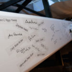 a photo of signatures on a steel beam for the student center at ɫƵ